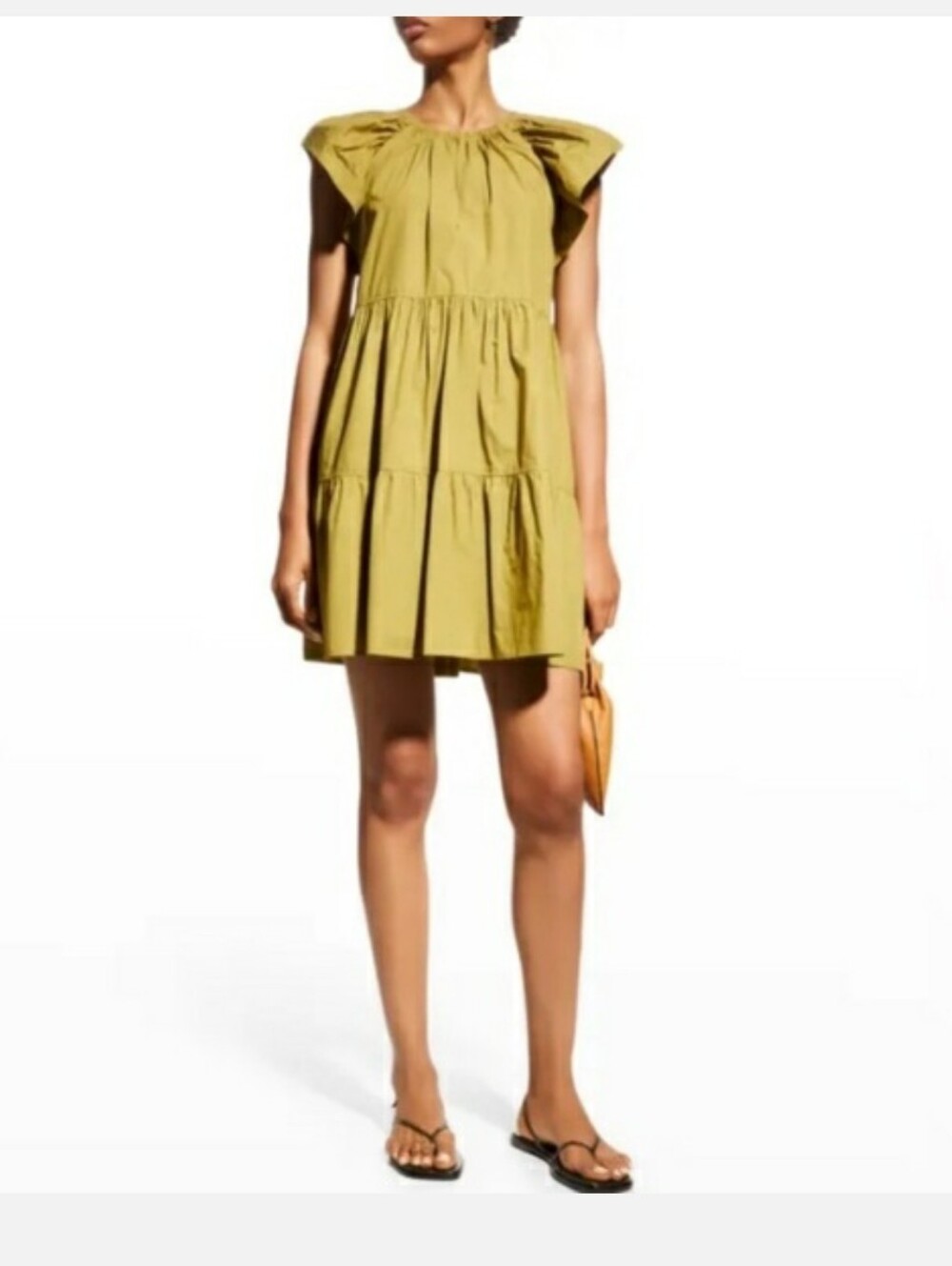 Marie Oliver Tiered Olive Green Mini Dress